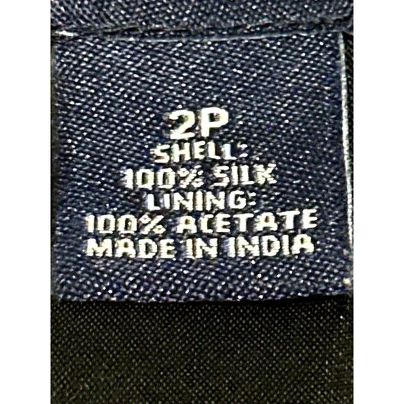 Ann Taylor Petites 2P Navy Blue Striped Silk Sleeveless Blouse Vintage Evening - Picture 9 of 14